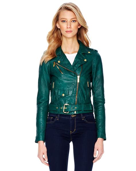 michael michael kors crinkled leather moto jacket|Michael Kors motorcycle jackets.